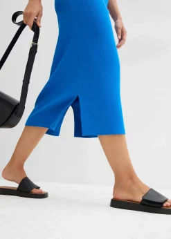 bonprix Kleider|Nachhaltigere Materialien^Jersey-Kleid aus Baumwolle mit Stretch azurblau