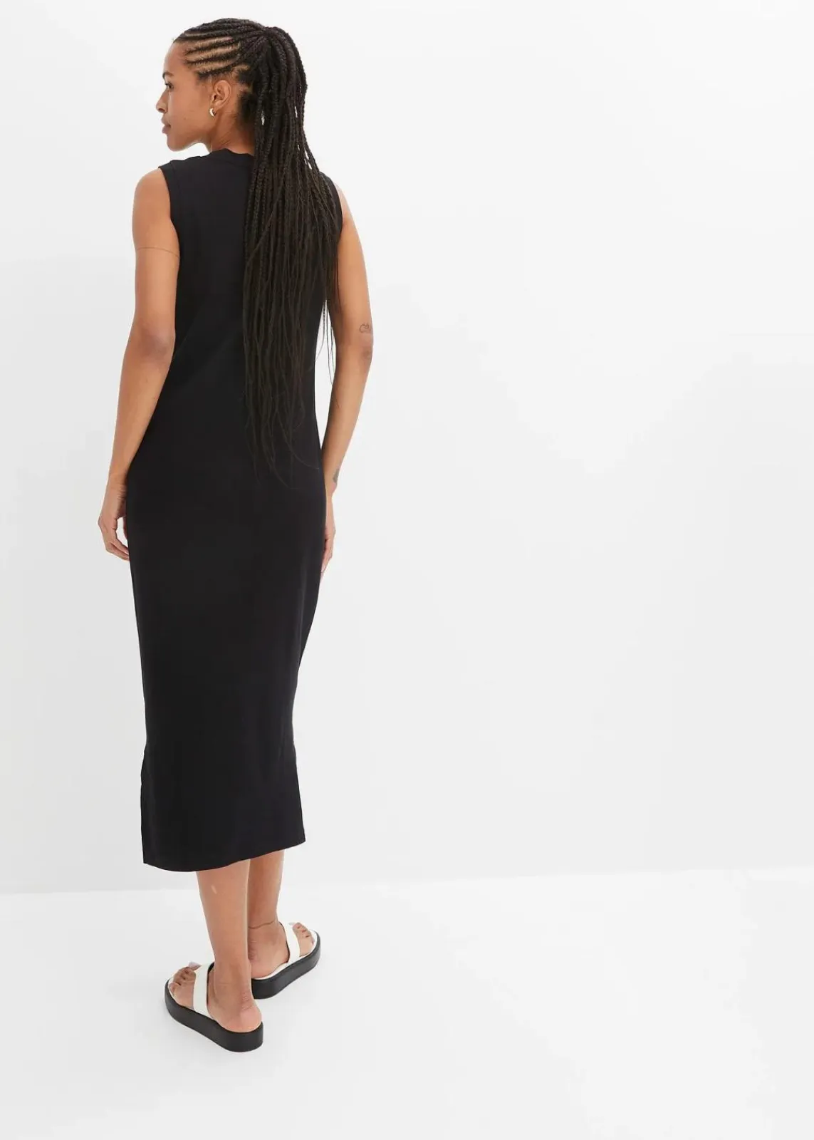 bonprix Kleider|Nachhaltigere Materialien^Jersey-Kleid aus Baumwolle mit Stretch schwarz