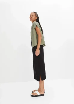 bonprix Kleider|Nachhaltigere Materialien^Jersey-Kleid aus Baumwolle mit Stretch schwarz