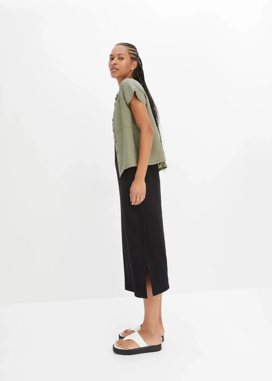 bonprix Kleider|Nachhaltigere Materialien^Jersey-Kleid aus Baumwolle mit Stretch schwarz