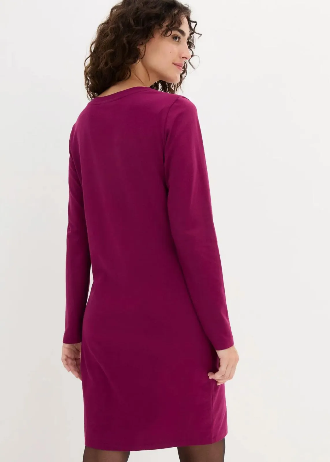 bonprix Kleider|Basics^Jerseykleid aus Baumwolle mit Stretch (2er Pack) beere/schwarz