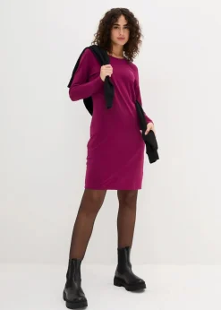 bonprix Kleider|Basics^Jerseykleid aus Baumwolle mit Stretch (2er Pack) beere/schwarz