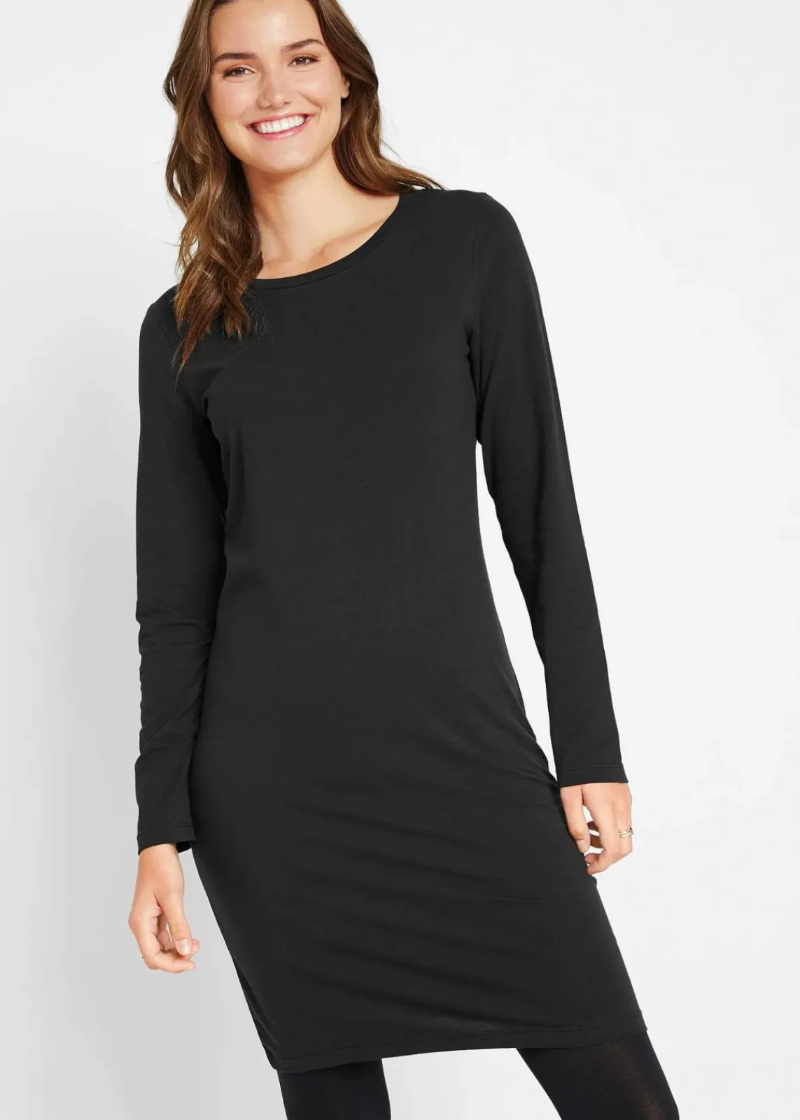 bonprix Kleider|Basics^Jerseykleid aus Baumwolle mit Stretch (2er Pack) schwarz+schwarz