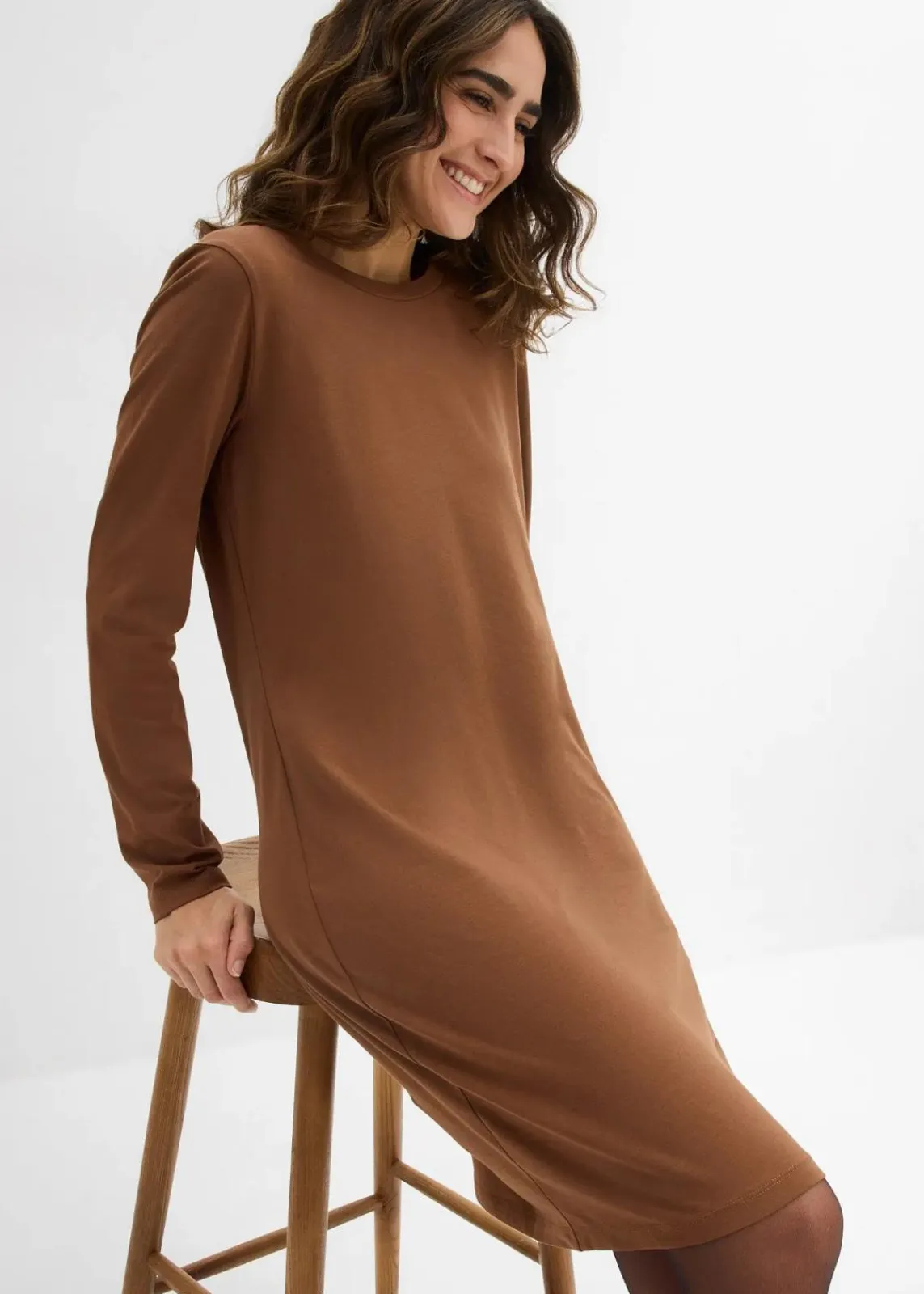 bonprix Kleider|Basics^Jerseykleid aus Baumwolle mit Stretch (2er Pack) smaragd+schwarz