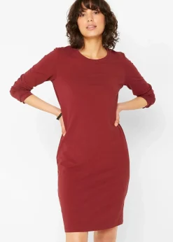 bonprix Bekleidung·Röcke|Bekleidung·Pullover & Strickjacken^Jerseykleid aus Baumwolle mit Stretch (2er Pack) anthrazit meliert+rubinrot