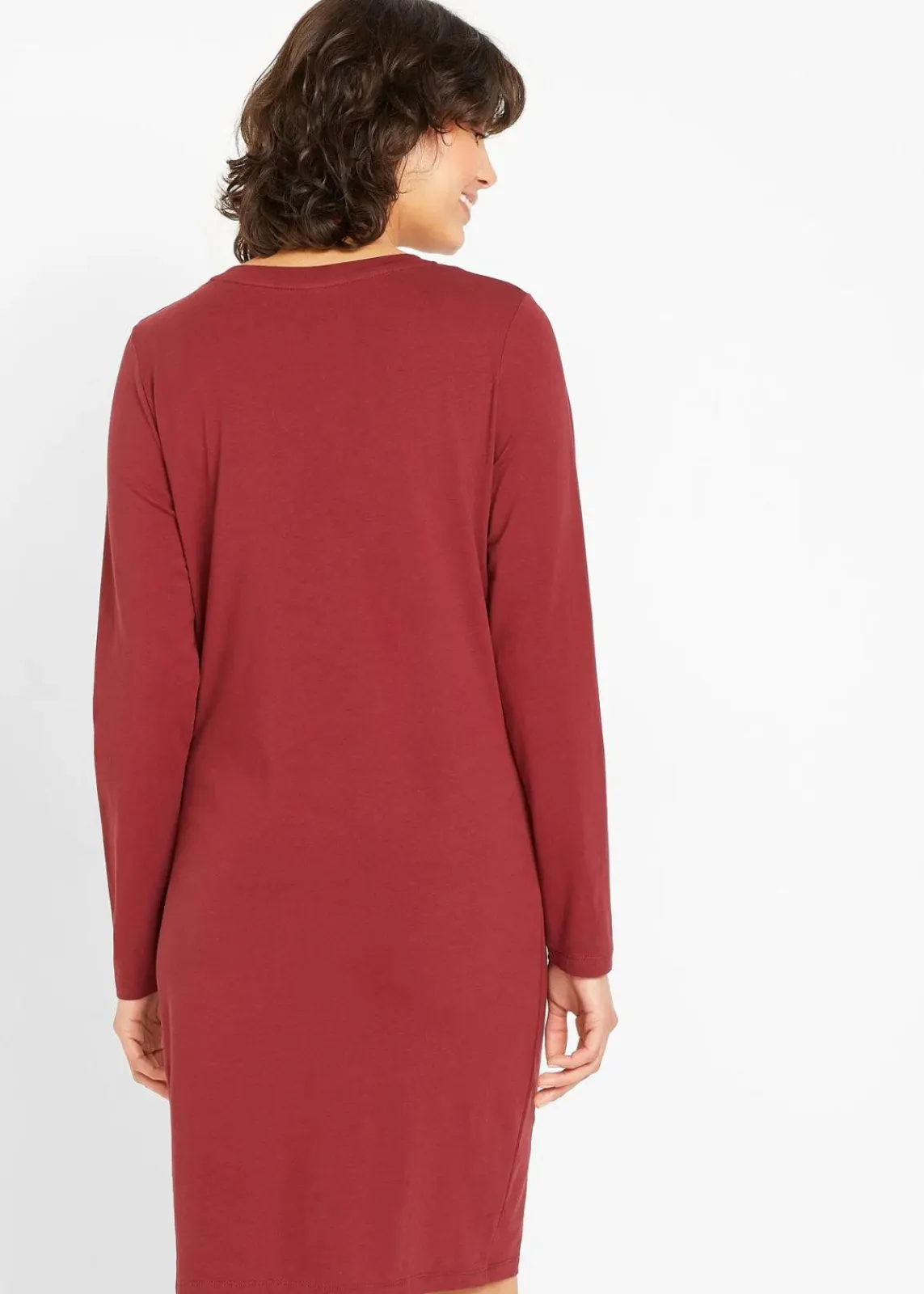 bonprix Bekleidung·Röcke|Bekleidung·Pullover & Strickjacken^Jerseykleid aus Baumwolle mit Stretch (2er Pack) anthrazit meliert+rubinrot