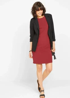 bonprix Bekleidung·Röcke|Bekleidung·Pullover & Strickjacken^Jerseykleid aus Baumwolle mit Stretch (2er Pack) anthrazit meliert+rubinrot