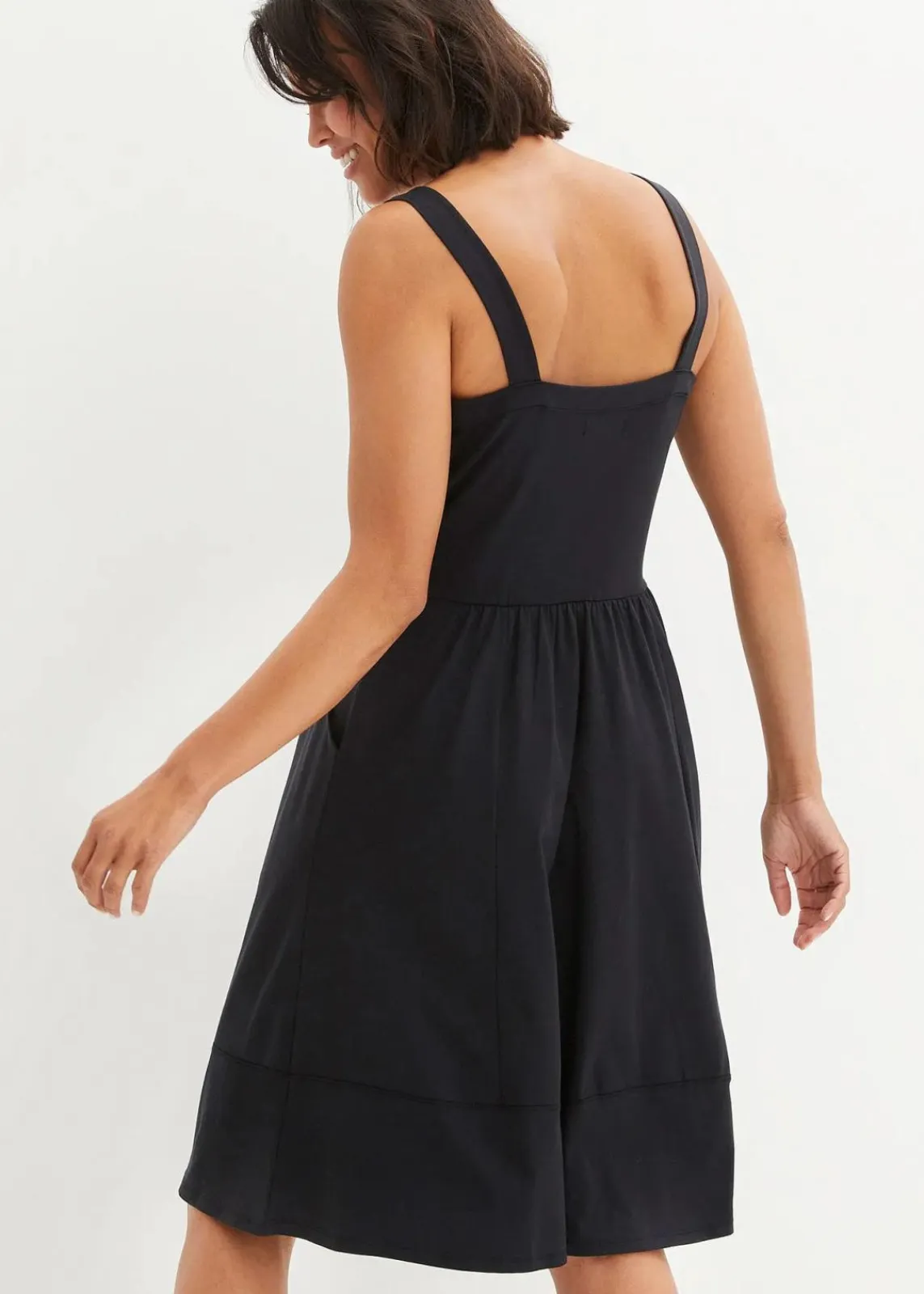 bonprix Kleider|Bekleidung·Pullover & Strickjacken^Jerseykleid aus Baumwolle schwarz