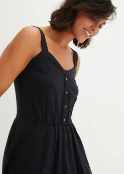bonprix Kleider|Bekleidung·Pullover & Strickjacken^Jerseykleid aus Baumwolle schwarz