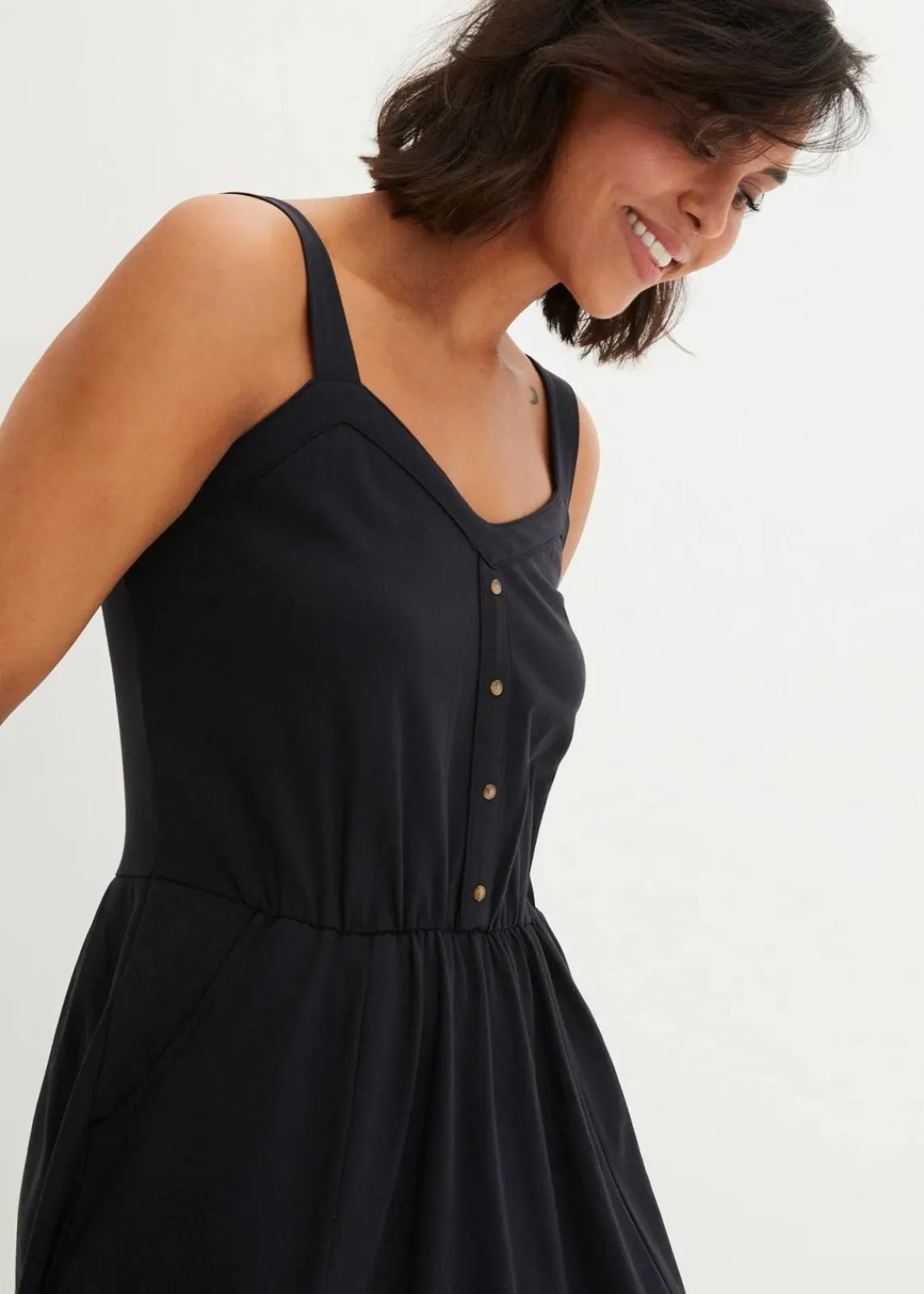 bonprix Kleider|Bekleidung·Pullover & Strickjacken^Jerseykleid aus Baumwolle schwarz