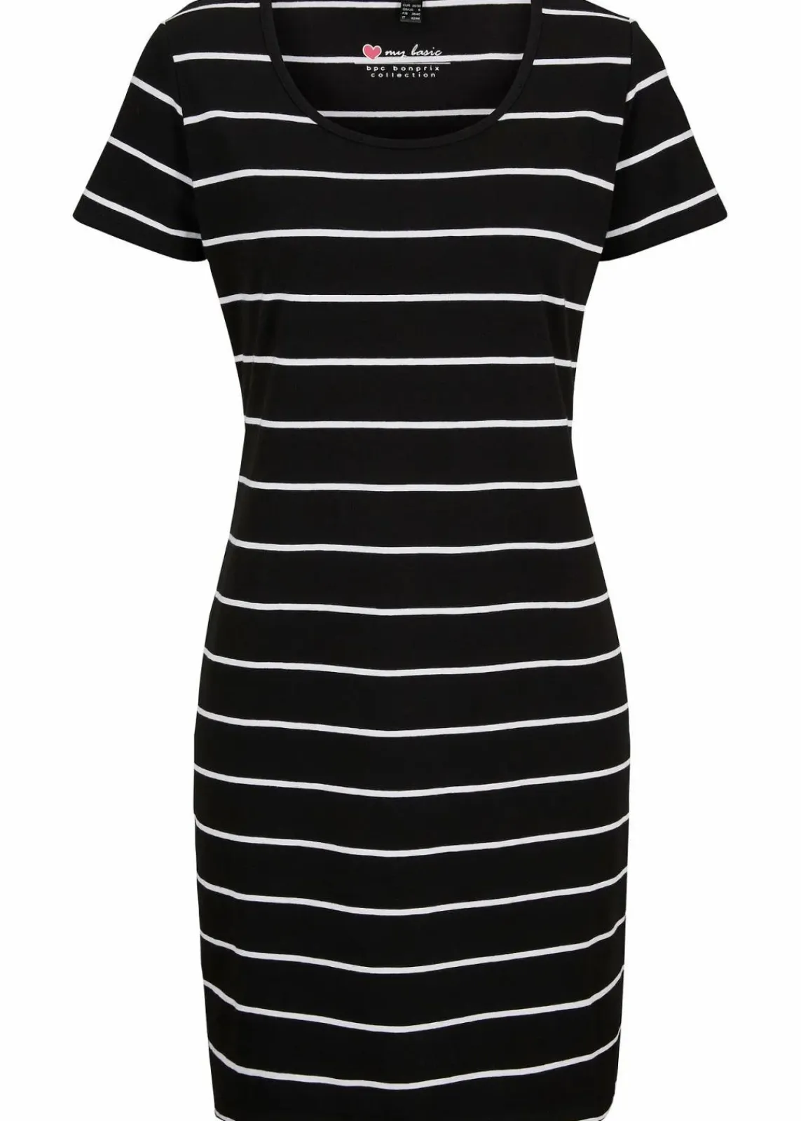 bonprix Kleider|Basics^Jerseykleid aus Baumwolle mit Stretch schwarz/weiß gestreift