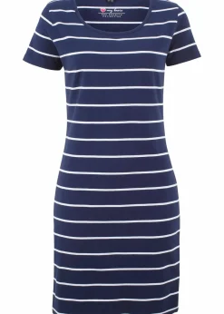 bonprix Basics|Kleider^Jerseykleid aus Baumwolle mit Stretch dunkelblau/weiß gestreift