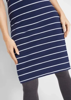 bonprix Basics|Kleider^Jerseykleid aus Baumwolle mit Stretch dunkelblau/weiß gestreift