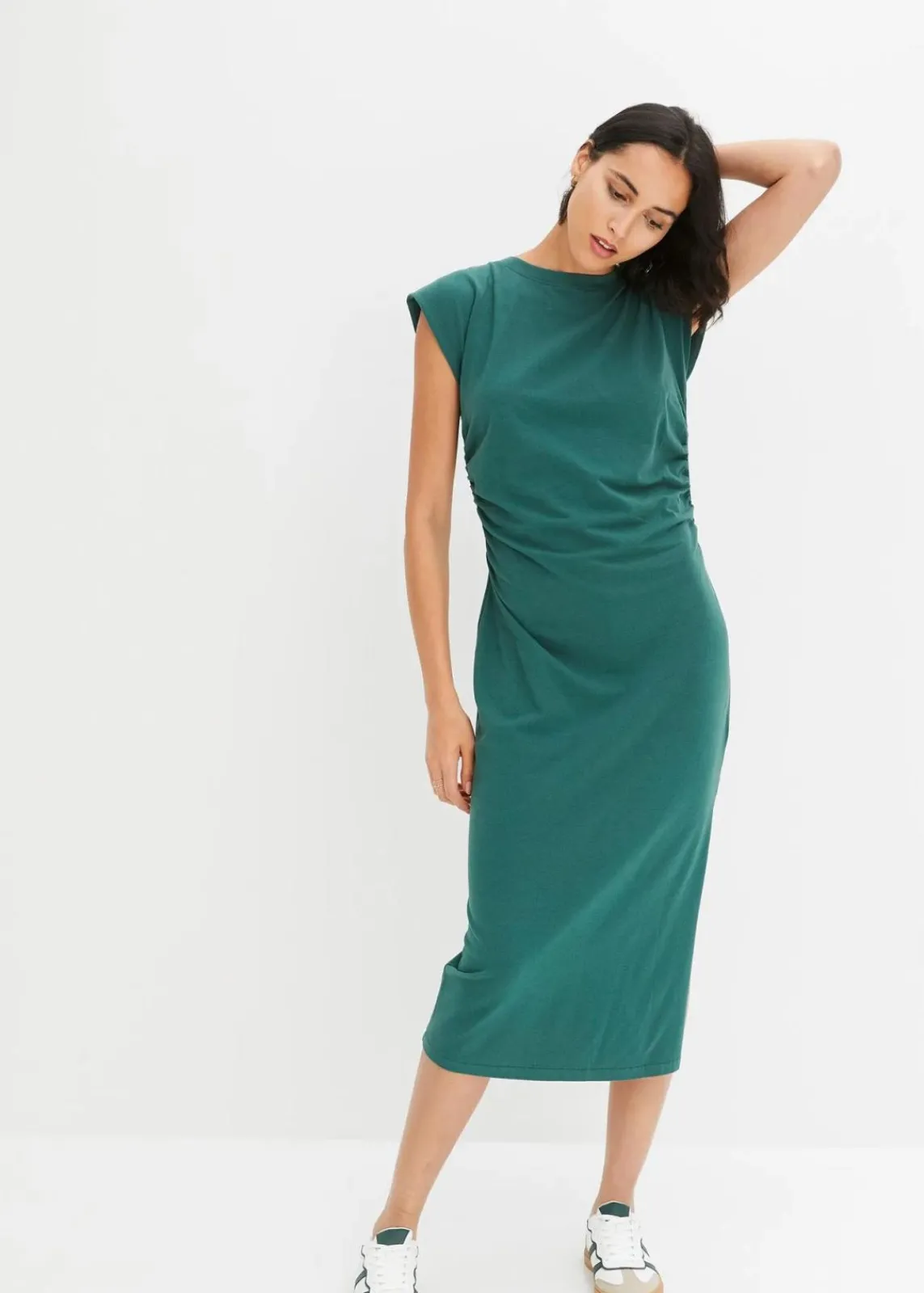 bonprix Bekleidung·Pullover & Strickjacken^Jerseykleid aus Baumwolle mit Stretch mattgrün