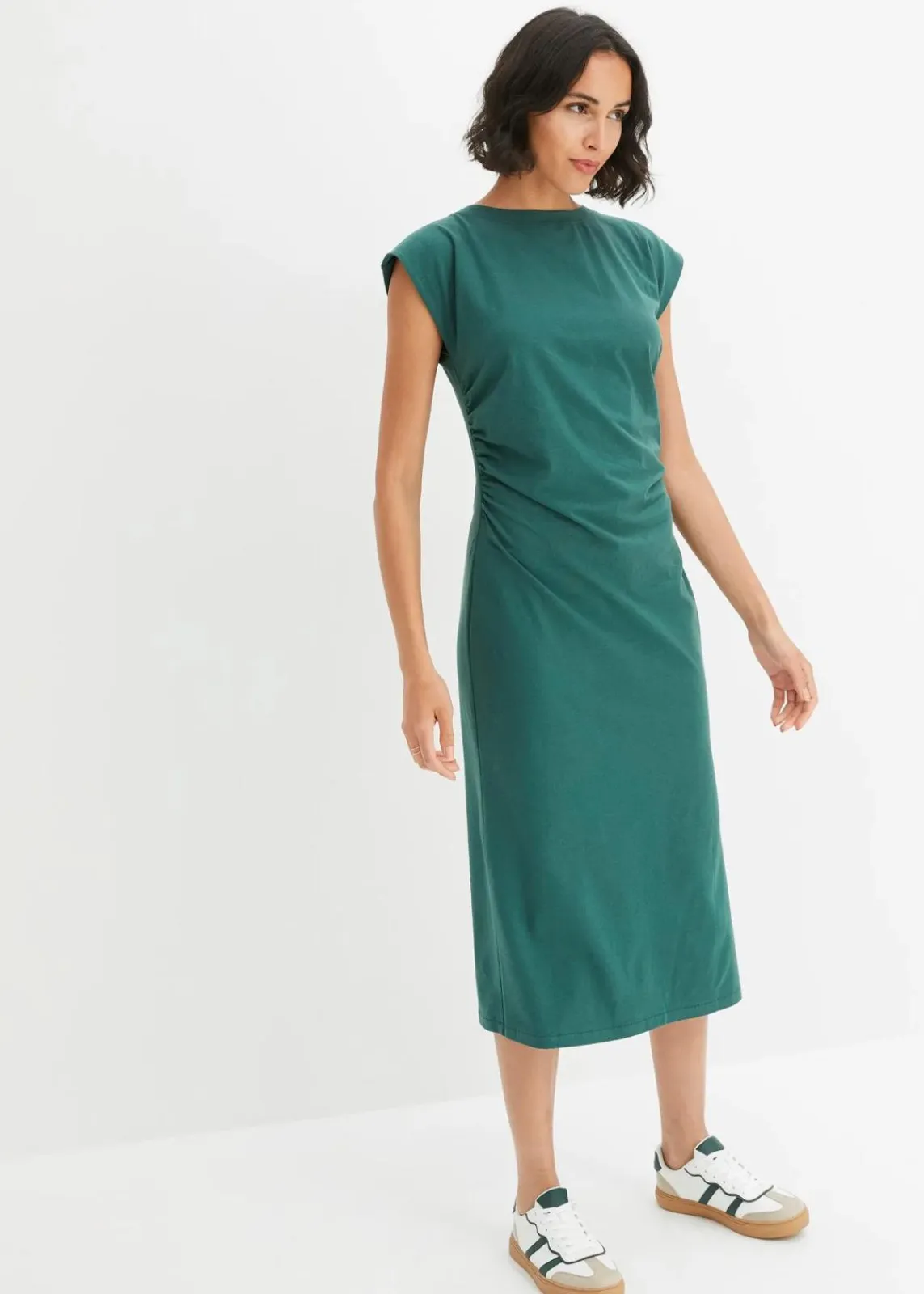 bonprix Bekleidung·Pullover & Strickjacken^Jerseykleid aus Baumwolle mit Stretch mattgrün