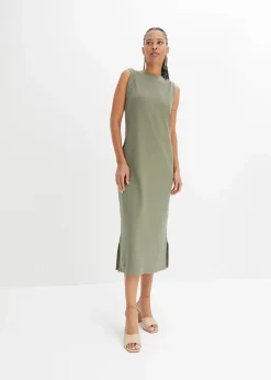 bonprix Kleider|Nachhaltigere Materialien^Jersey-Kleid aus Baumwolle mit Stretch oliv