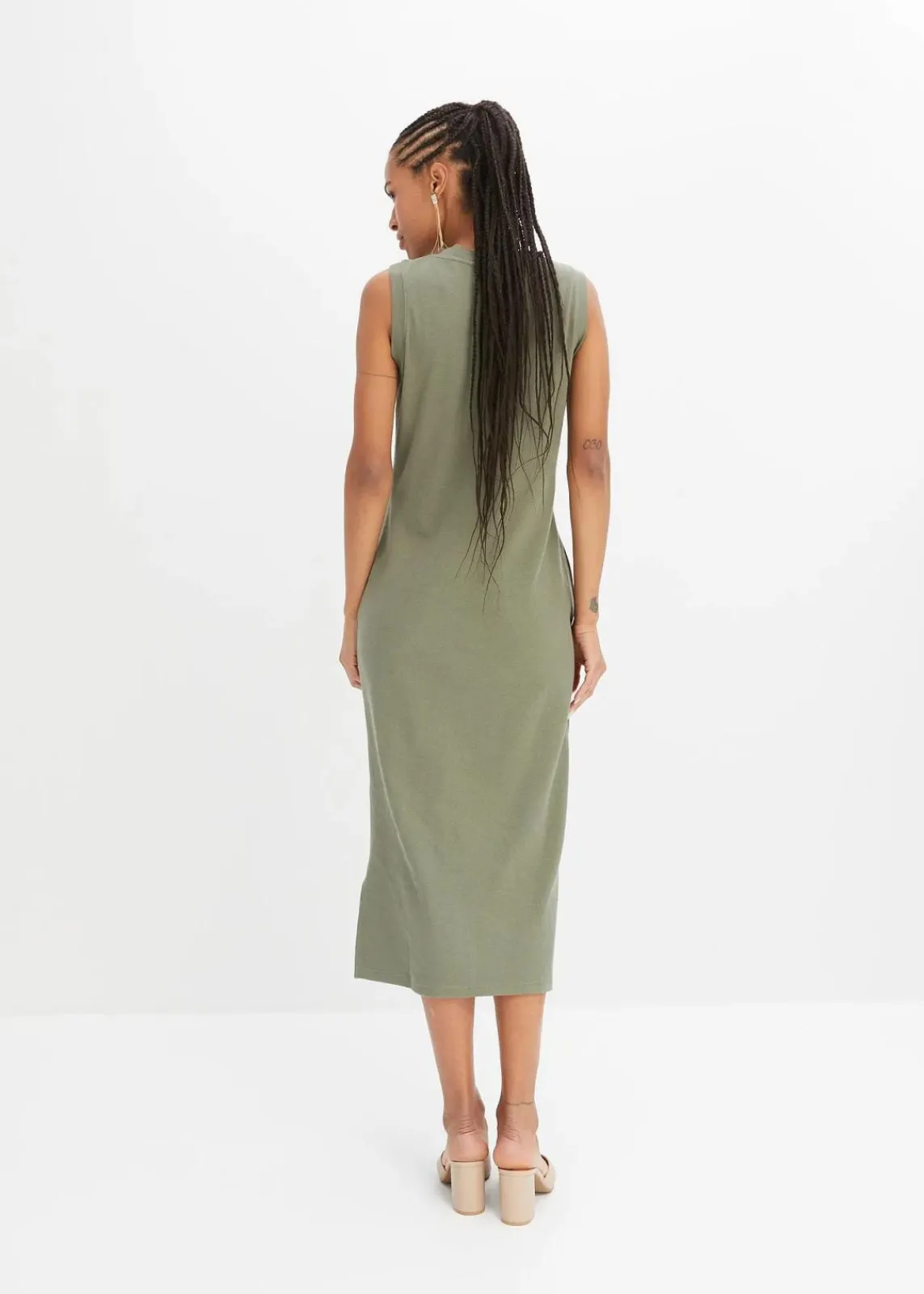 bonprix Kleider|Nachhaltigere Materialien^Jersey-Kleid aus Baumwolle mit Stretch oliv