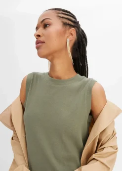 bonprix Kleider|Nachhaltigere Materialien^Jersey-Kleid aus Baumwolle mit Stretch oliv