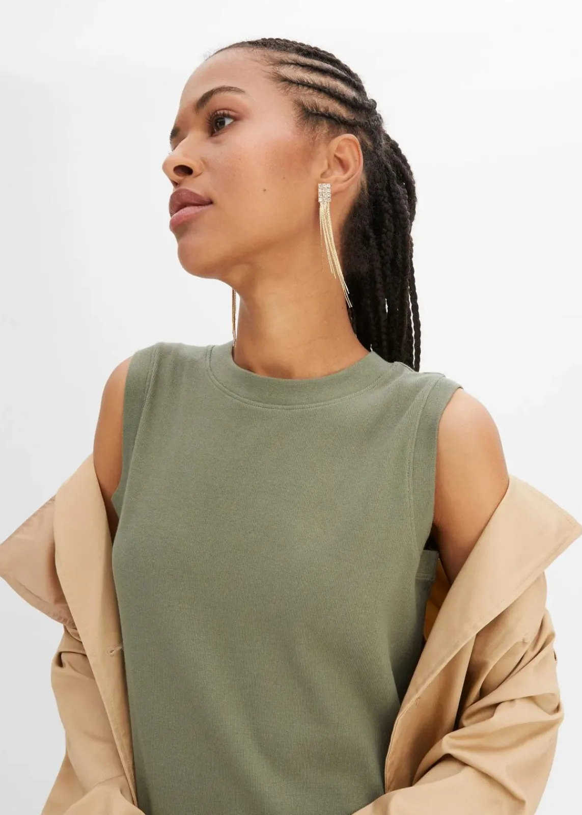 bonprix Kleider|Nachhaltigere Materialien^Jersey-Kleid aus Baumwolle mit Stretch oliv