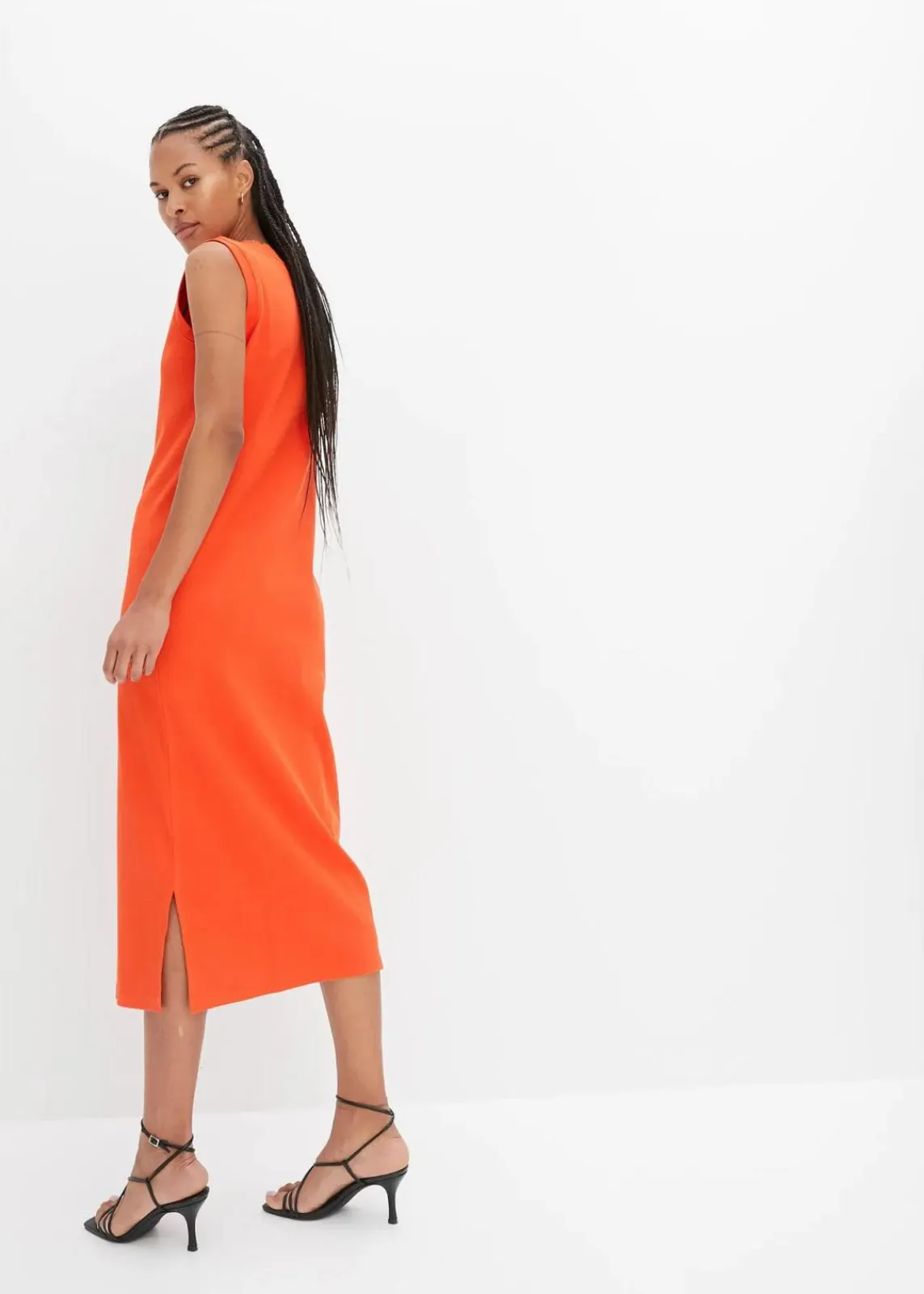 bonprix Nachhaltigere Materialien|Kleider^Jersey-Kleid aus Baumwolle mit Stretch blutorange