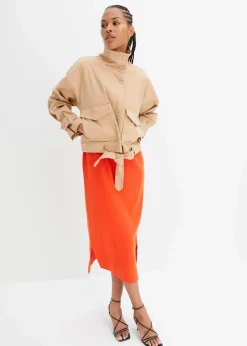 bonprix Nachhaltigere Materialien|Kleider^Jersey-Kleid aus Baumwolle mit Stretch blutorange