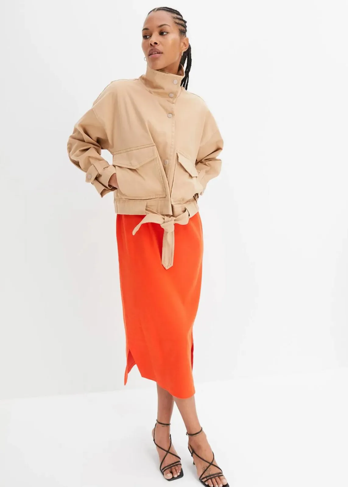 bonprix Nachhaltigere Materialien|Kleider^Jersey-Kleid aus Baumwolle mit Stretch blutorange