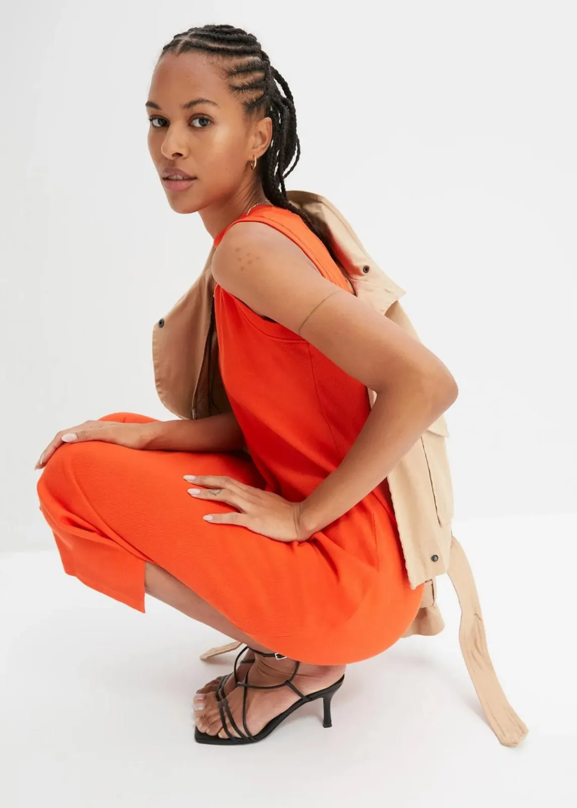 bonprix Nachhaltigere Materialien|Kleider^Jersey-Kleid aus Baumwolle mit Stretch blutorange