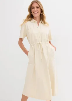 bonprix Bekleidung·Pullover & Strickjacken|Kleider^Jerseykleid aus Baumwoll-Stretch natur