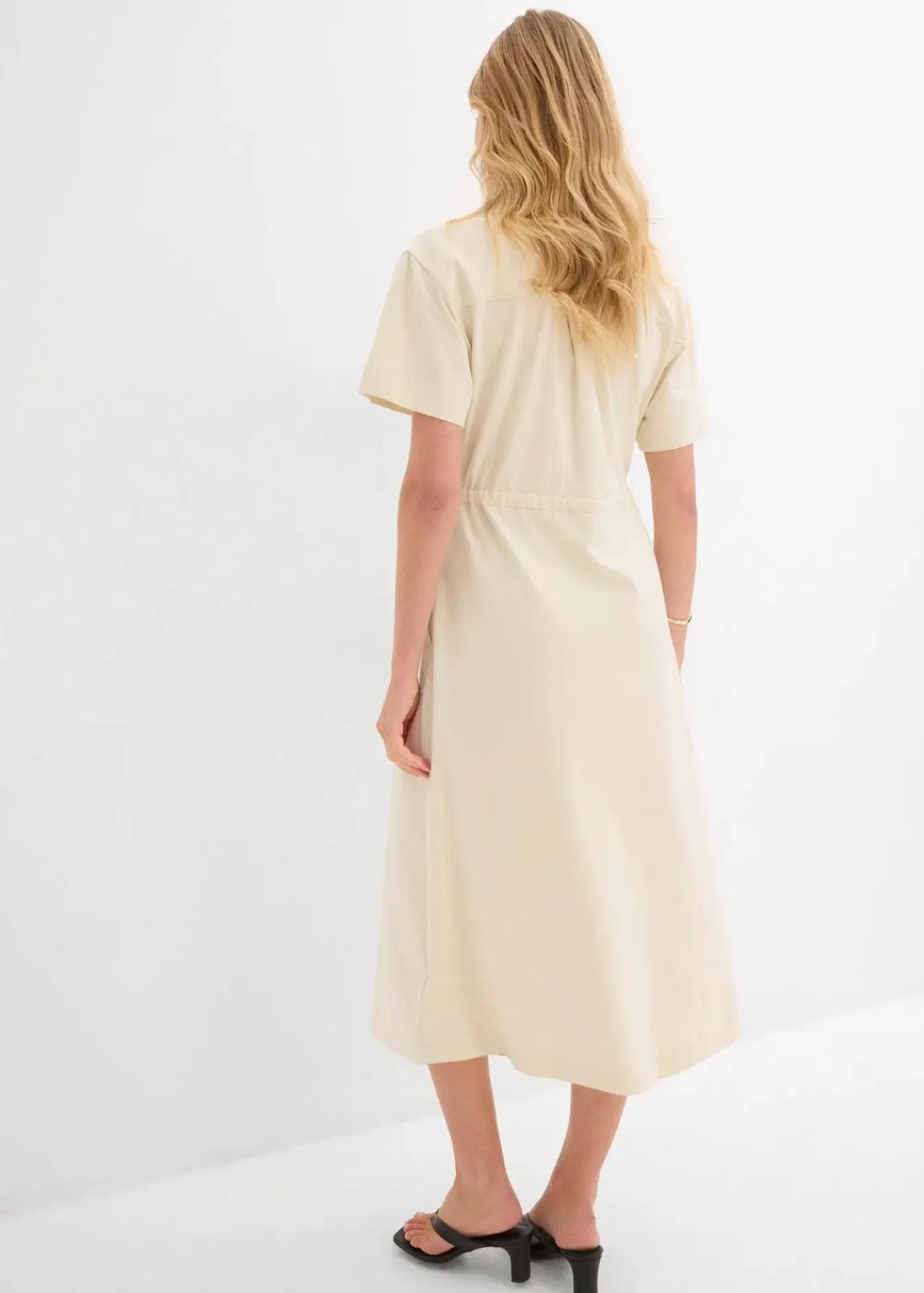 bonprix Bekleidung·Pullover & Strickjacken|Kleider^Jerseykleid aus Baumwoll-Stretch natur