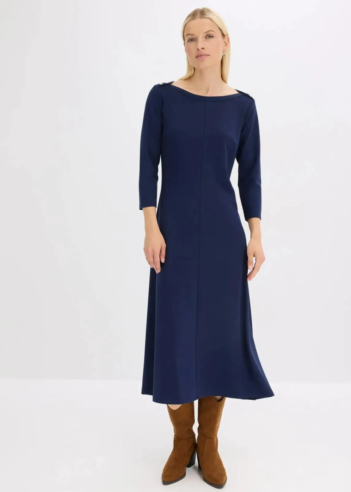 bonprix Kleider^Jerseykleid aus bequemen Punto di Roma dunkelblau