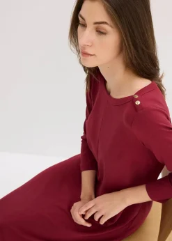 bonprix Kleider^Jerseykleid aus bequemen Punto di Roma pflaumenrot