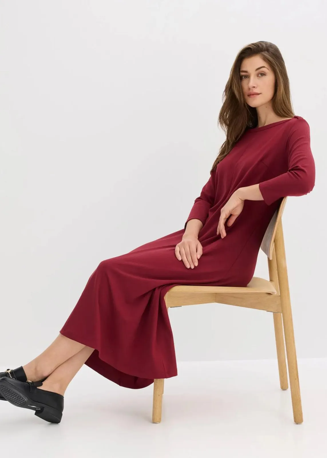 bonprix Kleider^Jerseykleid aus bequemen Punto di Roma pflaumenrot