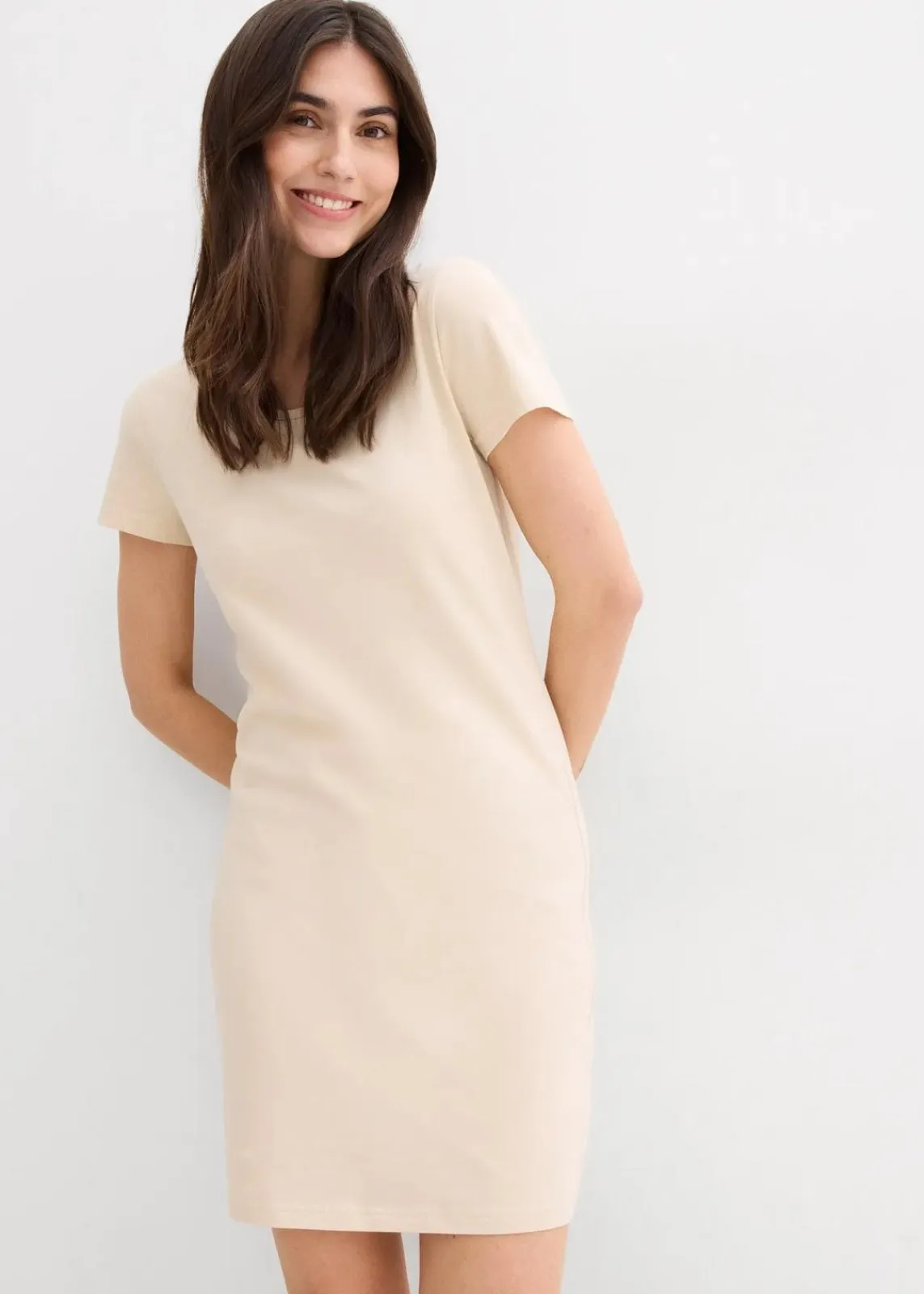 bonprix Kleider|Basics^Jerseykleid aus Bio-Baumwolle mit Stretch hellsand