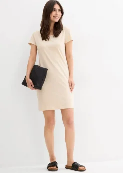 bonprix Kleider|Basics^Jerseykleid aus Bio-Baumwolle mit Stretch hellsand