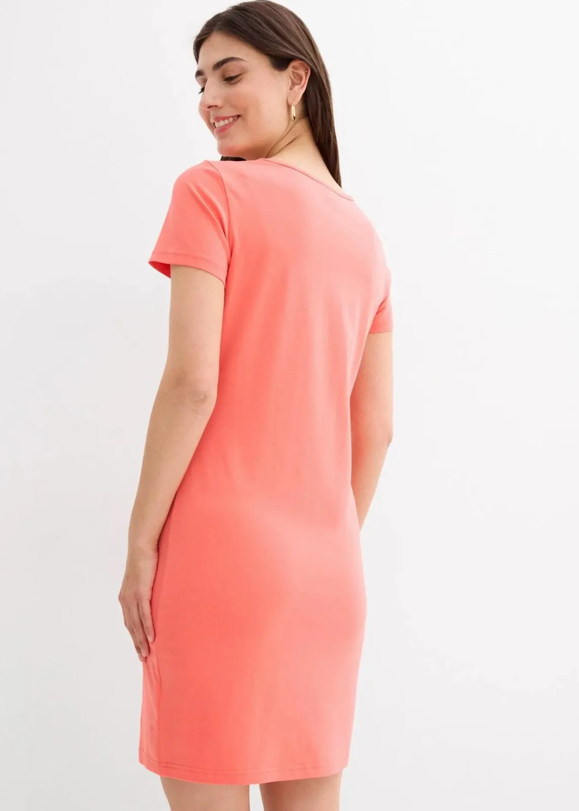 bonprix Kleider|Basics^Jerseykleid aus Bio-Baumwolle mit Stretch helllachs