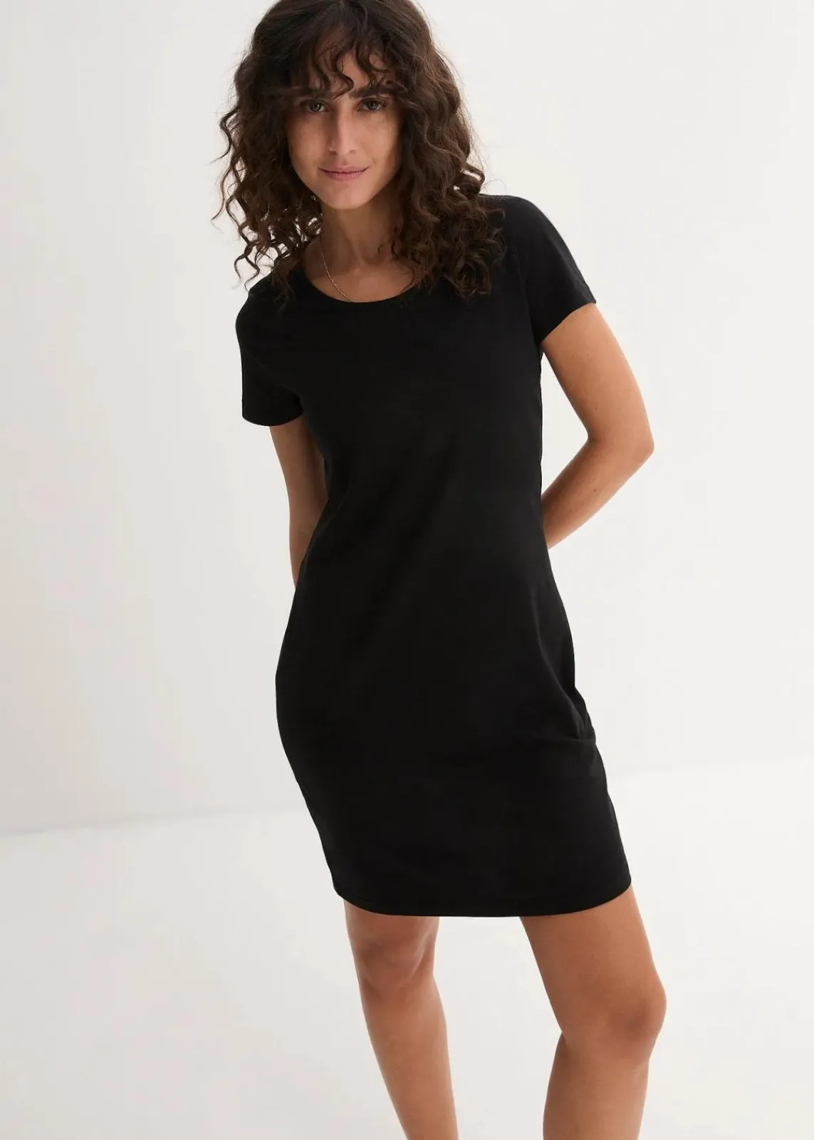 bonprix Bekleidung·Röcke|Bekleidung·Pullover & Strickjacken^Jerseykleid aus Bio-Baumwolle mit Stretch schwarz