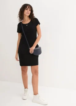 bonprix Bekleidung·Röcke|Bekleidung·Pullover & Strickjacken^Jerseykleid aus Bio-Baumwolle mit Stretch schwarz