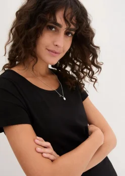 bonprix Bekleidung·Röcke|Bekleidung·Pullover & Strickjacken^Jerseykleid aus Bio-Baumwolle mit Stretch schwarz