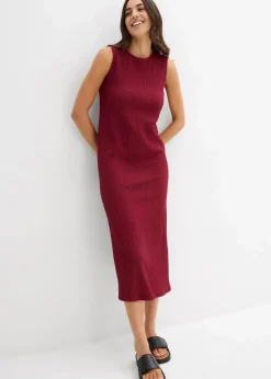 bonprix Kleider|Bekleidung·Pullover & Strickjacken^Jerseykleid aus Borkencrepe rhododendronrot