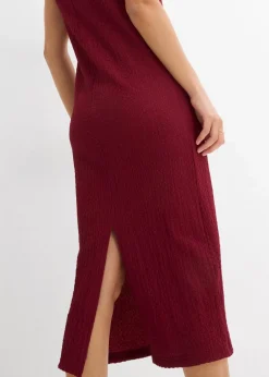 bonprix Kleider|Bekleidung·Pullover & Strickjacken^Jerseykleid aus Borkencrepe rhododendronrot
