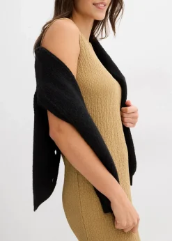 bonprix Bekleidung·Pullover & Strickjacken|Kleider^Jerseykleid aus Borkencrepe khakibraun