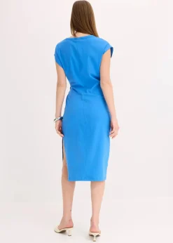 bonprix Bekleidung·Pullover & Strickjacken|Kleider^Jerseykleid aus elastischem Baumwoll-Mix gletscherblau