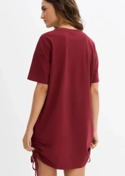 bonprix Bekleidung·Pullover & Strickjacken|Nachhaltigere Materialien^Jerseykleid aus elastischem Baumwoll-Mix rubinrot