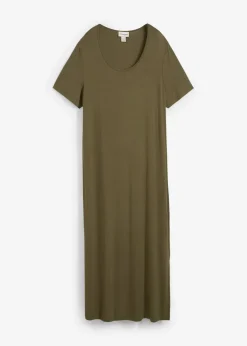 bonprix Nachhaltigere Materialien|Kleider^Jerseykleid aus fließendem Viskose-Mix dunkeloliv