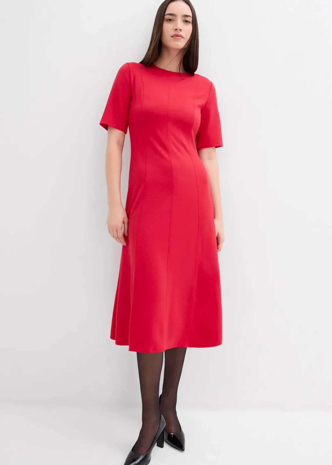 bonprix Kleider|Bekleidung·Pullover & Strickjacken^Jerseykleid aus fließendem Viskose-Mix rot