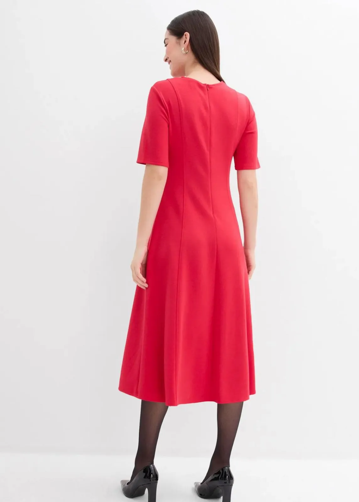 bonprix Kleider|Bekleidung·Pullover & Strickjacken^Jerseykleid aus fließendem Viskose-Mix rot