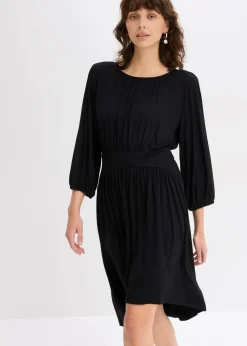 bonprix Bekleidung·Pullover & Strickjacken|Kleider^Jerseykleid aus fließendem Viskose-Mix schwarz