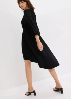 bonprix Bekleidung·Pullover & Strickjacken|Kleider^Jerseykleid aus fließendem Viskose-Mix schwarz