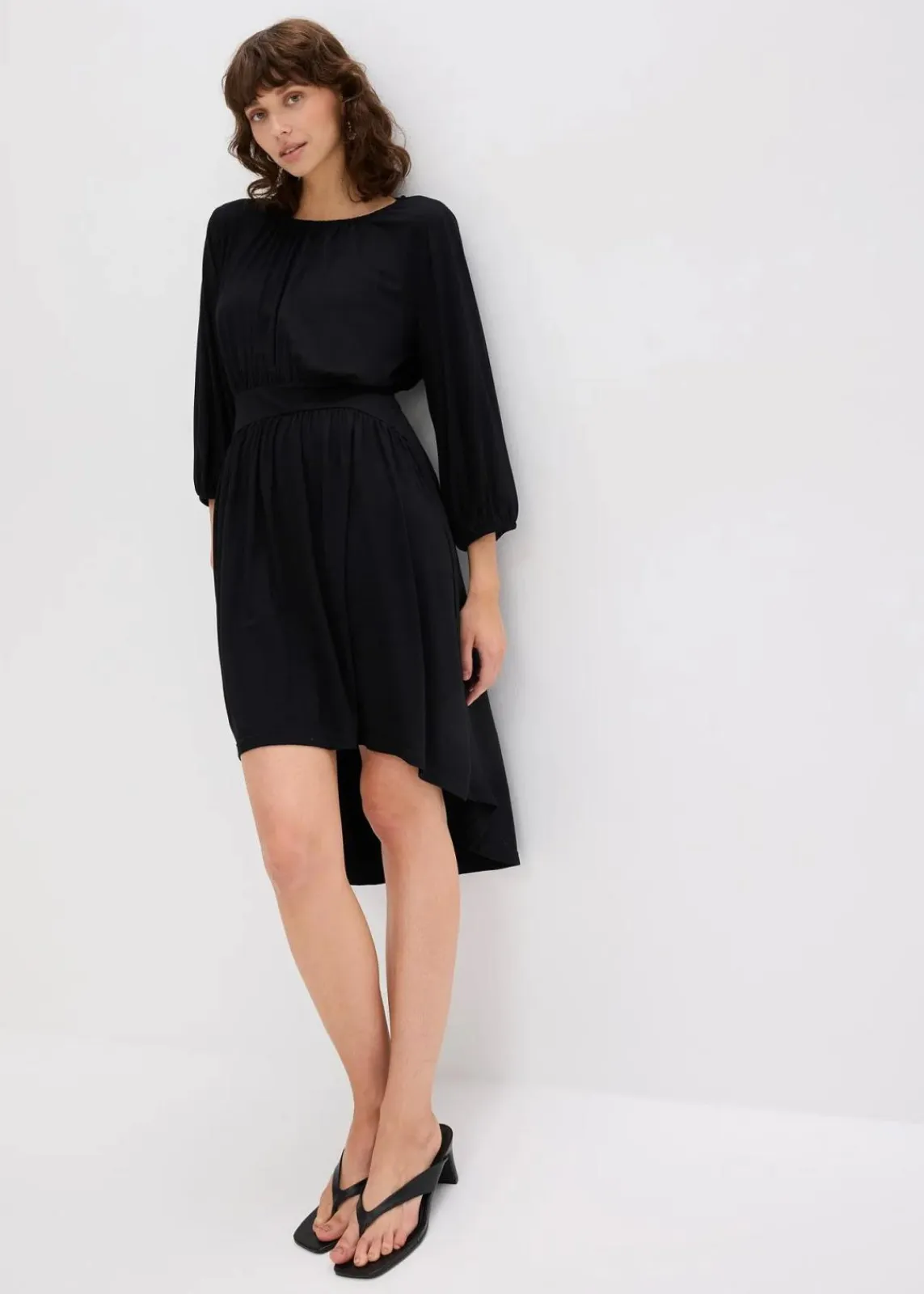 bonprix Bekleidung·Pullover & Strickjacken|Kleider^Jerseykleid aus fließendem Viskose-Mix schwarz