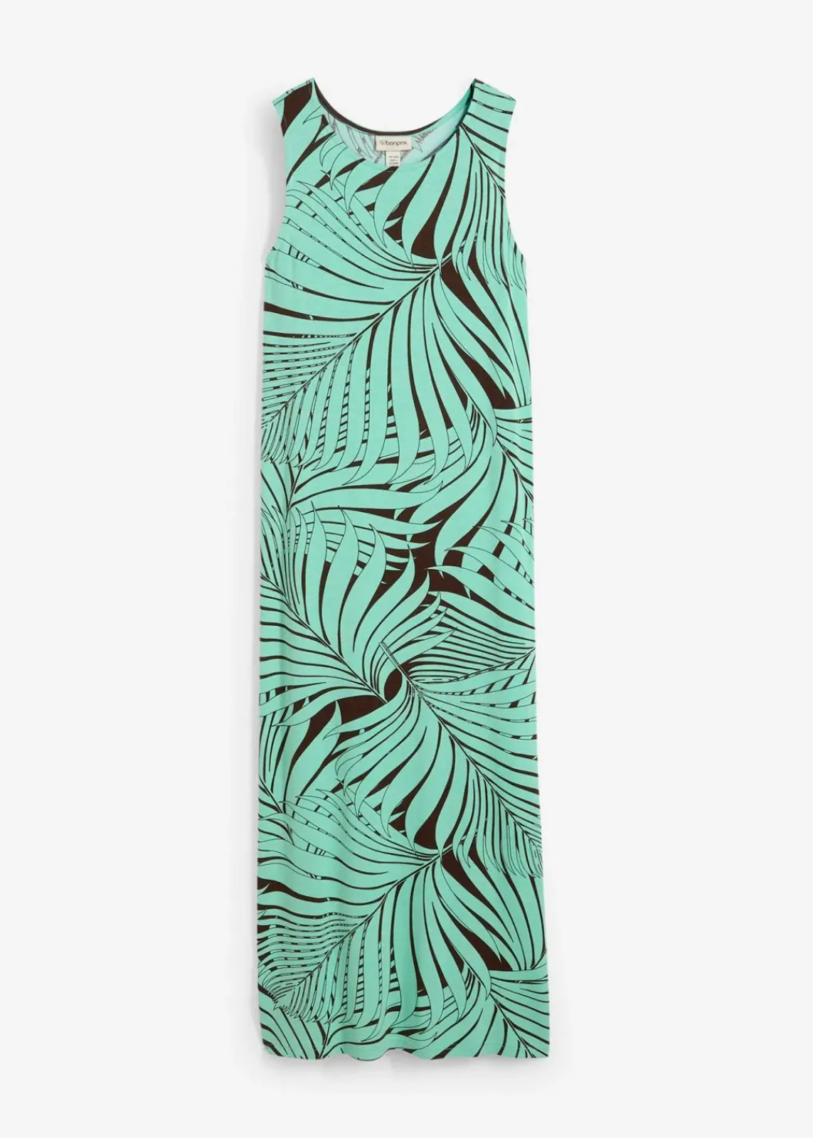 bonprix Kleider|Bekleidung·Pullover & Strickjacken^Jerseykleid aus fließendem Viskose-Mix dunkelbraun/mentholblau bedruckt